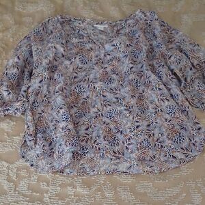 J. Jill Blue and White Floral Blouse